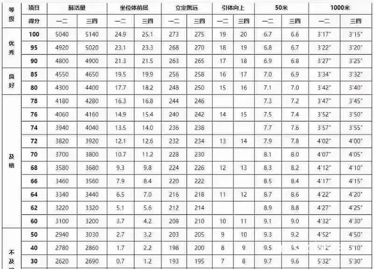 体能测试示例