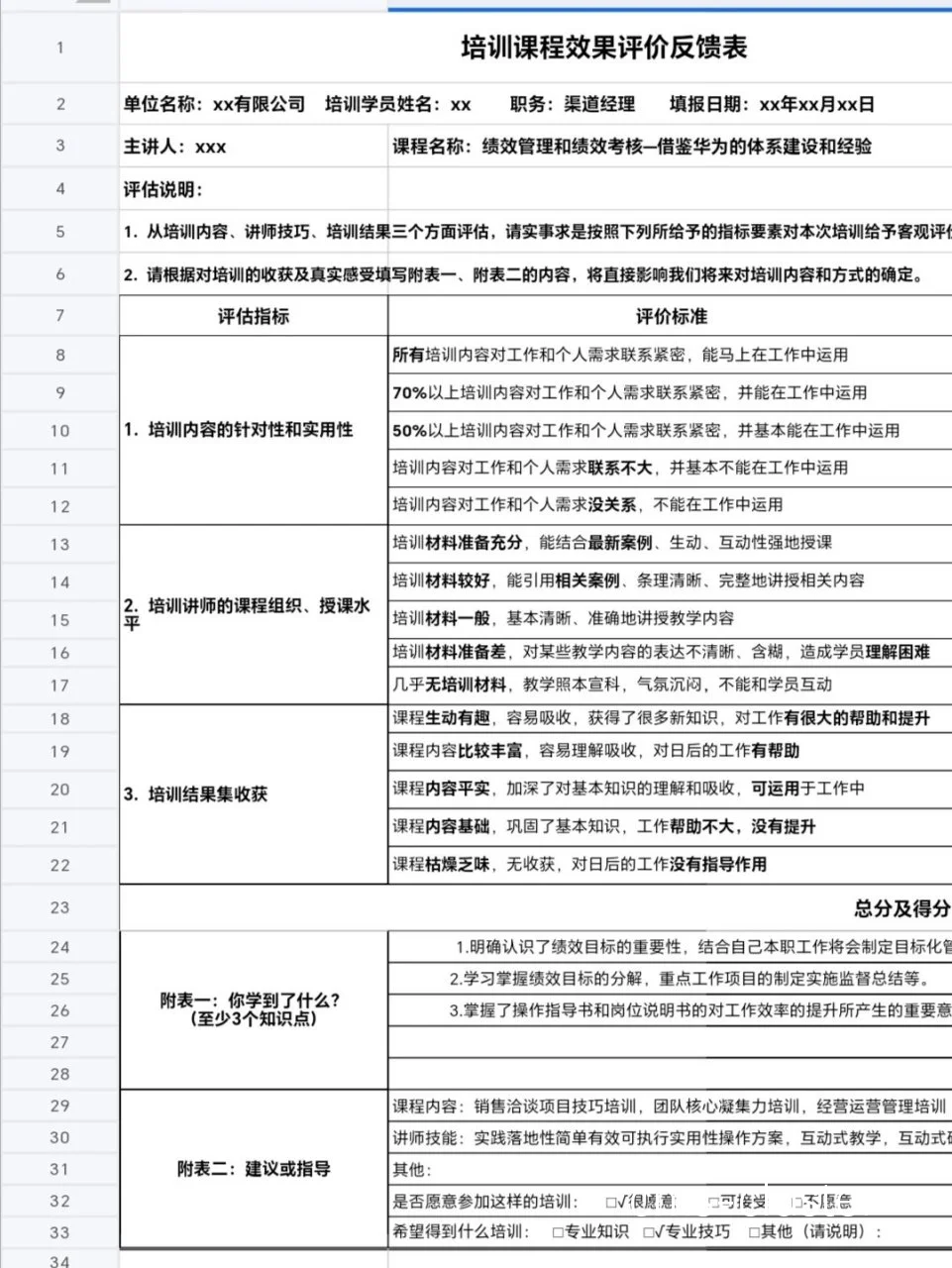 学员评价
