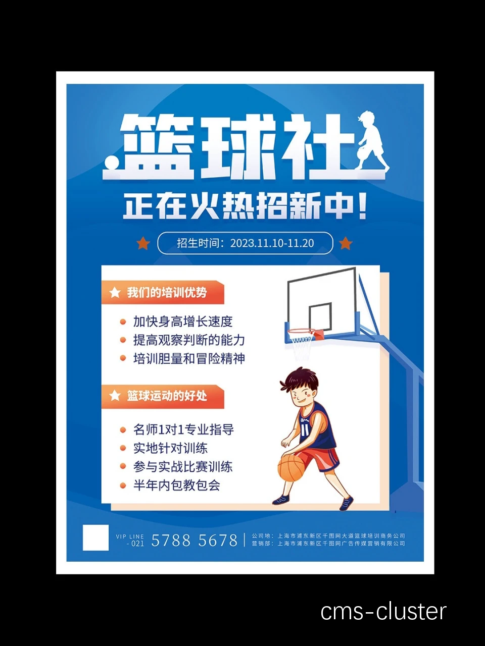 篮球训练营招生海报示例