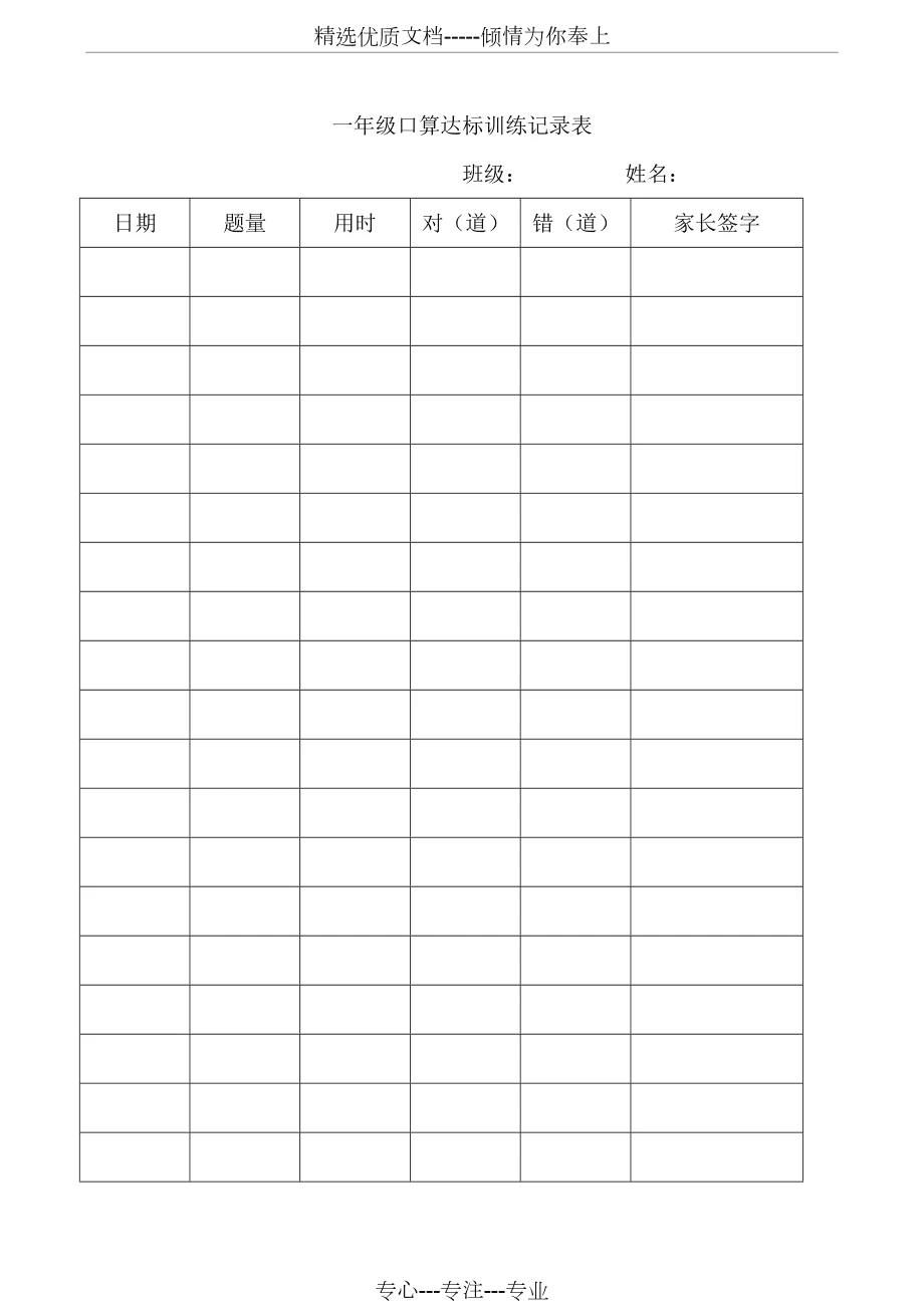 训练记录模板