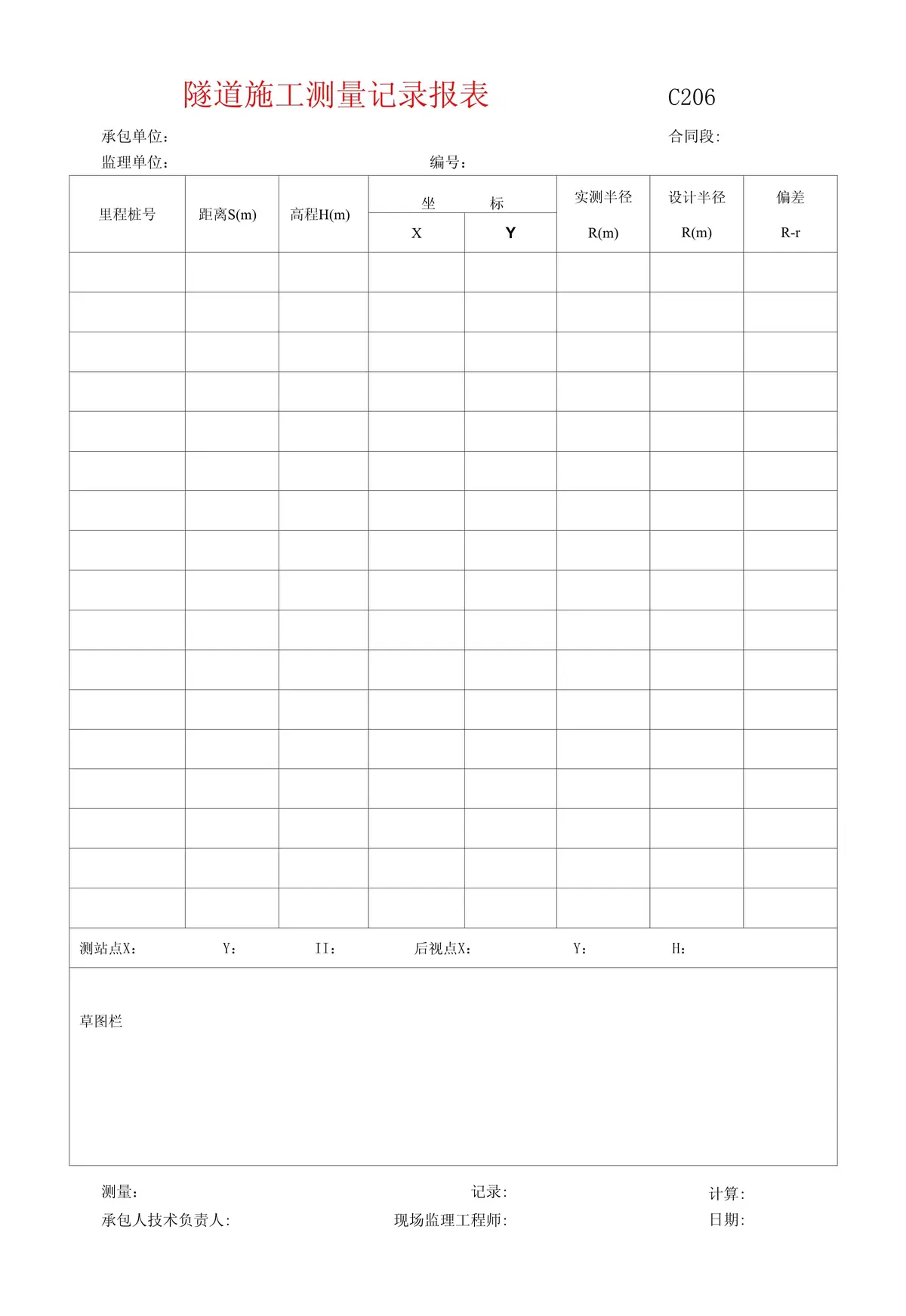 示例表格
