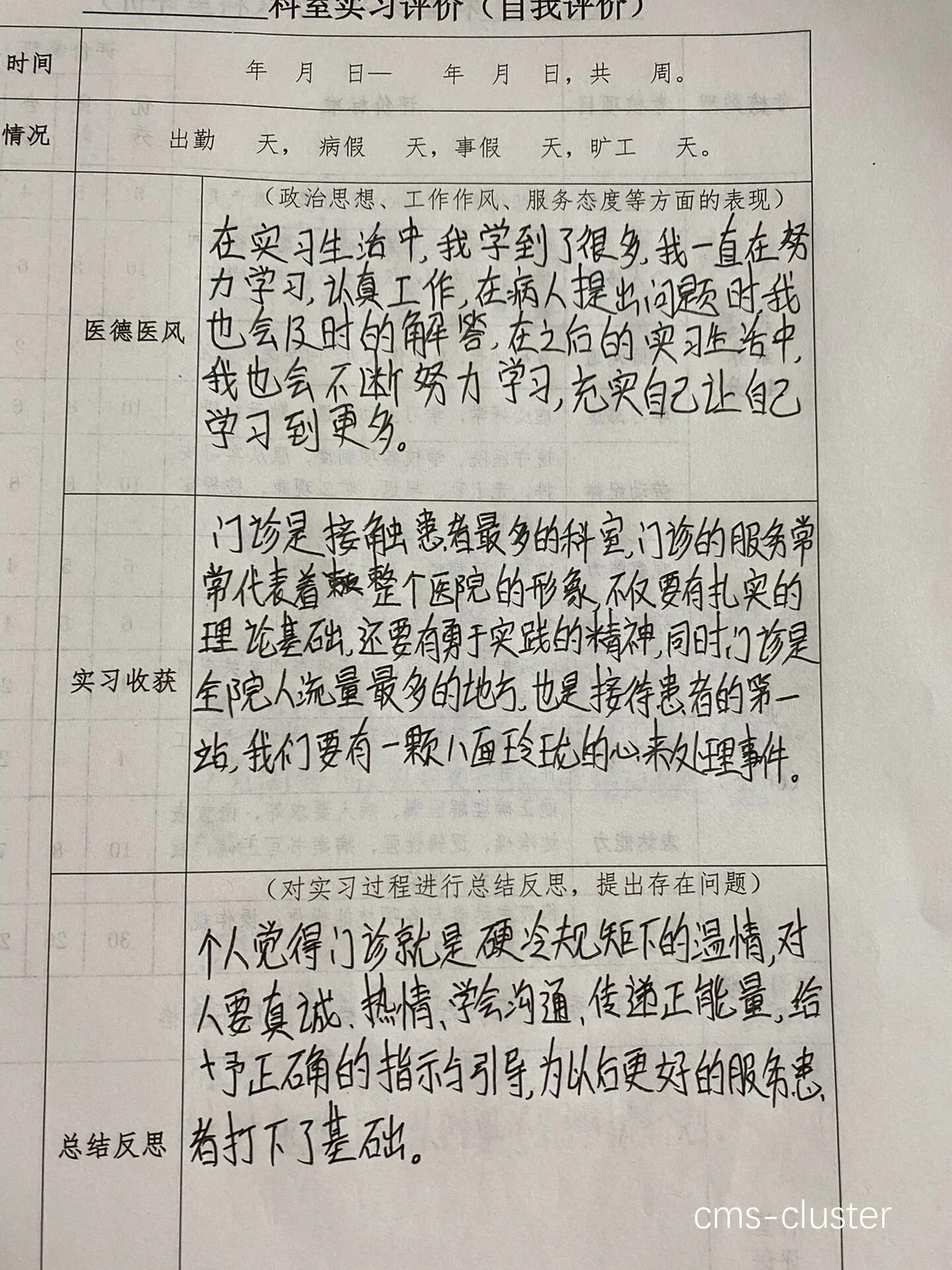 训练报告示例