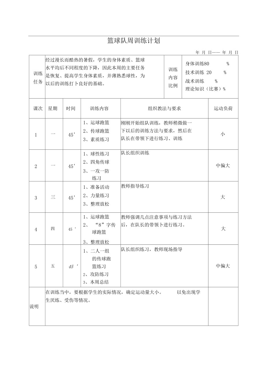 青少年篮球爱好者如何制定训练计划