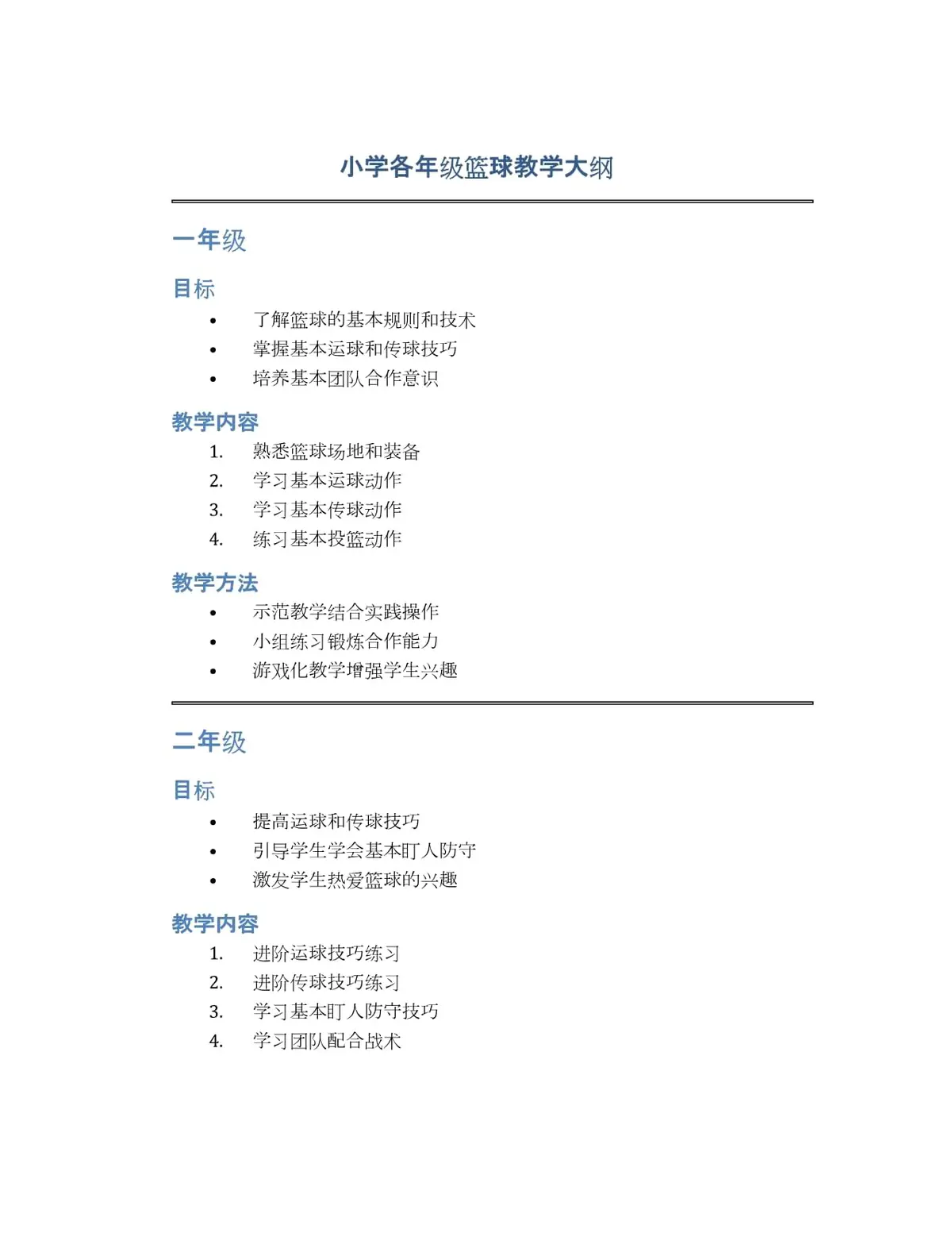 如何编写规范的篮球训练教材