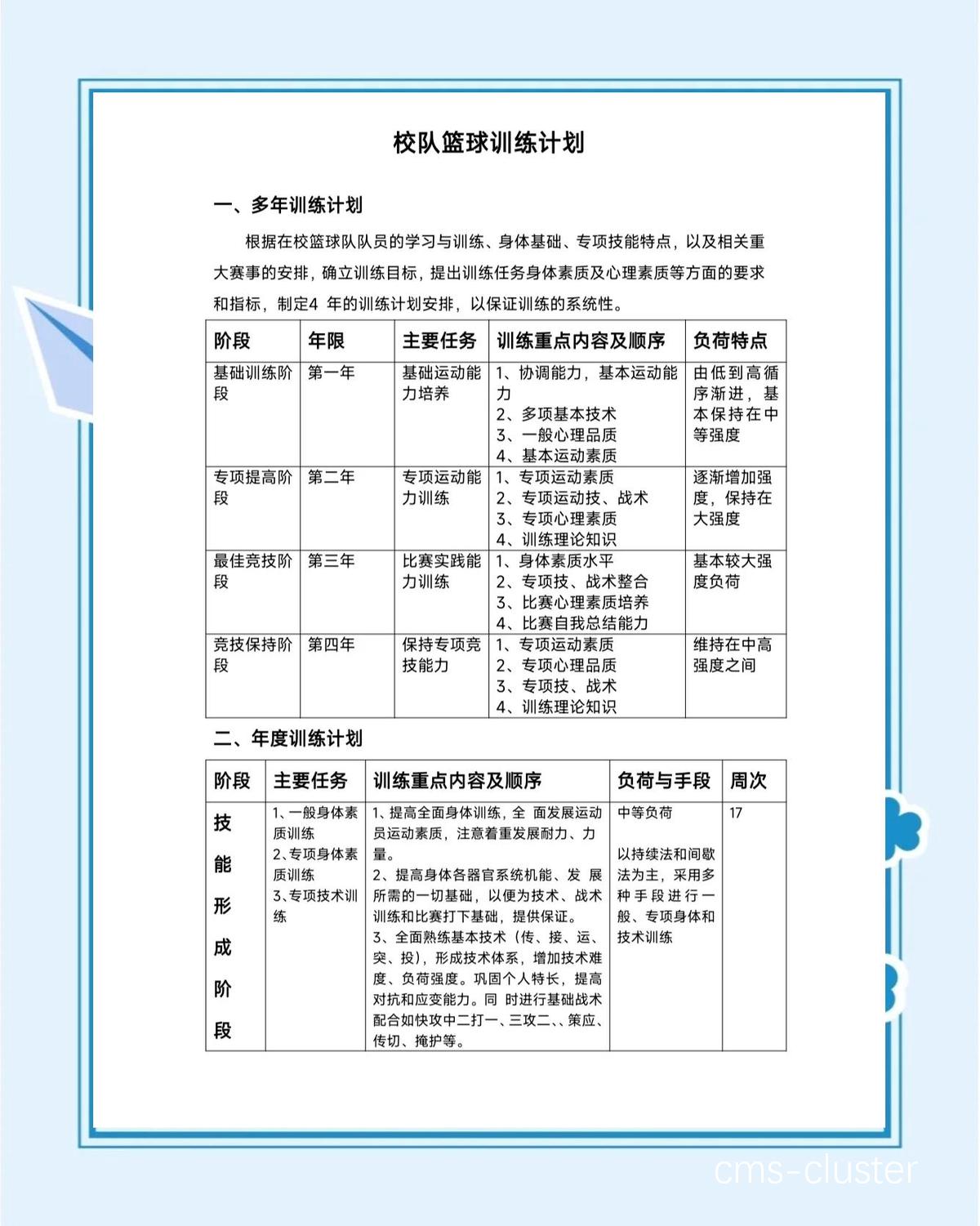 高中生篮球校队的站位训练计划